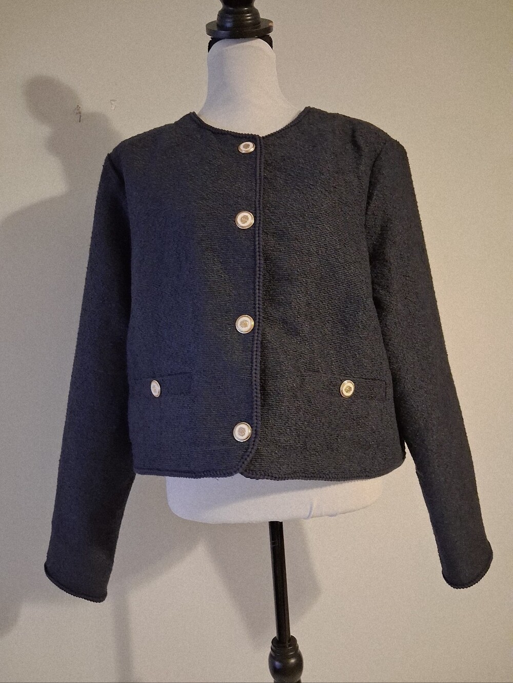 Navy Blue Jacket With Round-Neck And  Button Front Size 20 (XXL)